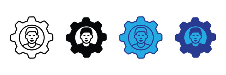 User management settings icon set: personalization, account, profile, administration symbol isolated on white background