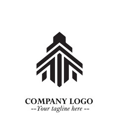 Building Logo Symbol in Black on the White Background with Modern Minimal Architecture Design