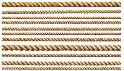 Parallel, tan ropes, varying thickness