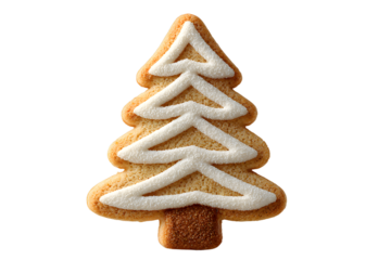A minimalist depiction of a Christmas cookie shaped like a tree on a plain background