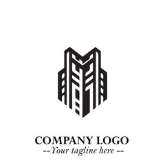 Building Logo Symbol in Black on the White Background with Modern Minimal Architecture Design