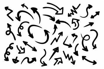 Set of hand-drawn arrows, vec...
