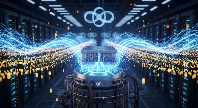 Futuristic server room with glowing data streams advanced technology concept for cloud computing and - Powered by Adobe