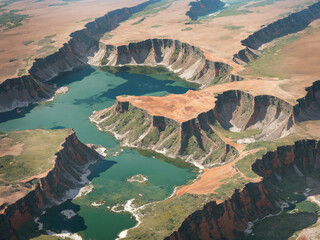 Aerial View of Vast Green Farmland and Wetland Swamps with Water Channels