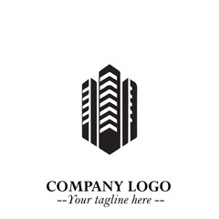 Building Logo Symbol in Black on the White Background with Modern Minimal Architecture Design