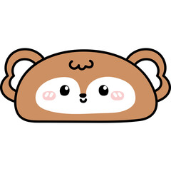 Cute Cartoon Bear Face With Big Eyes And Pink Cheeks On A Transparent Background