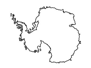 南極大陸の地図（白地図）棚氷表示なし