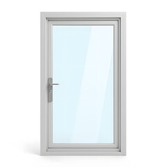 Realistic double-glazed glass door with aluminum frame, architectural design