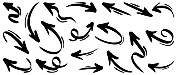 Hand drawn arrow icon set iso...