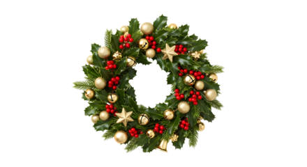 Christmas wreath decoration isolated on transparent background