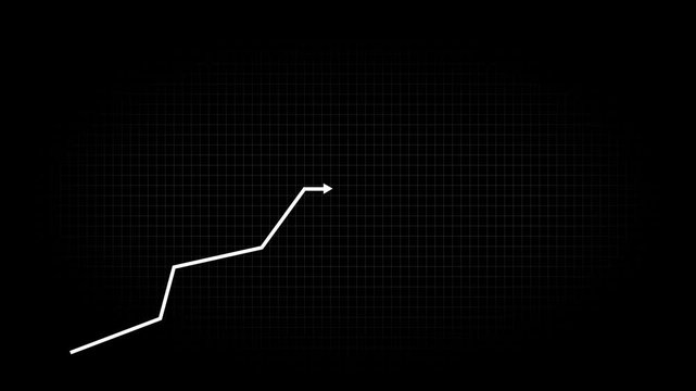 White Arrow Graph Ascending on Dark Grid Background Keywords: arrow, graph, chart, up, rising, growth, success, finance, business, data, statistics, progress, increase, positive, trend