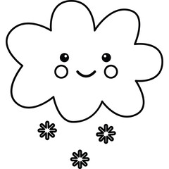 Cute cartoon cloud with snowflakes on a transparent background weather element illustration