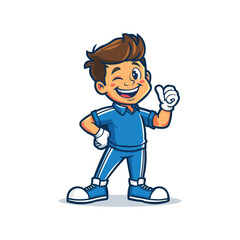 Cheerful kid giving thumbs up with a playful wink, perfect for positive children's content
