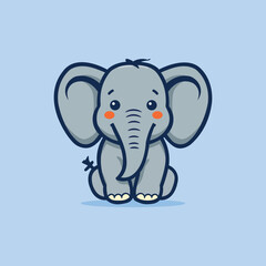 Fototapeta premium Cute elephant cartoon vector icon illustration sitting nature animal icon isolated flat vector