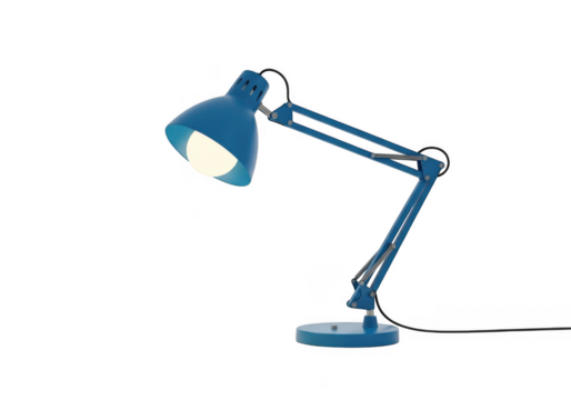 Blue desk lamp isolated on transparent background