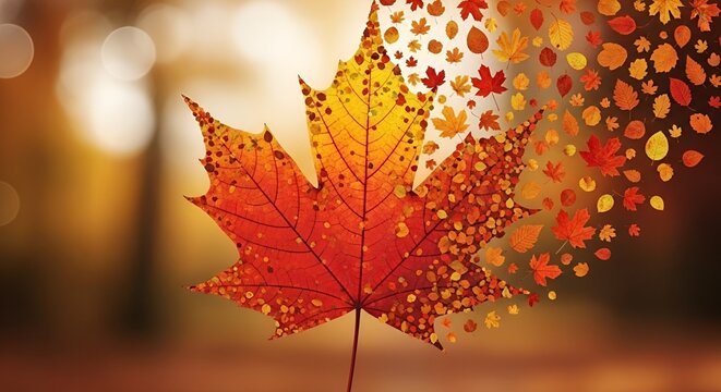 Colorful autumn maple leaves on the ground and floating in water - Powered by Adobe