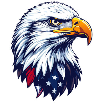 American Bald Eagle with American Flag Vector Art