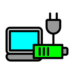 Laptop Battery Charging Vector Filled Icon Design