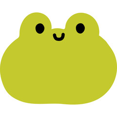 Cute cartoon frog face with big eyes and a smile on a transparent background a simple digital illustration