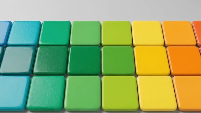 Colorful square blocks arranged in rows gradient of primary and secondary colors