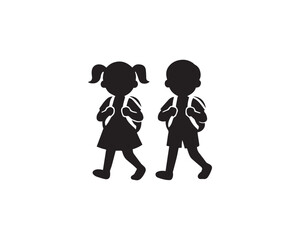  kids school silhouette icon vector design illustration