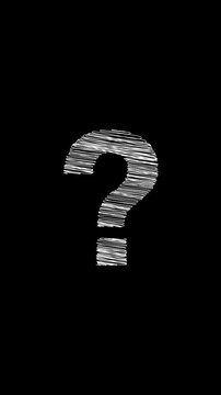 animation of Question mark in doodle style on a black screen. concept of confusion vertical motion video