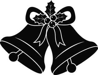 Two christmas bells with a holly bow