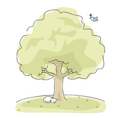 木と動物のイラスト