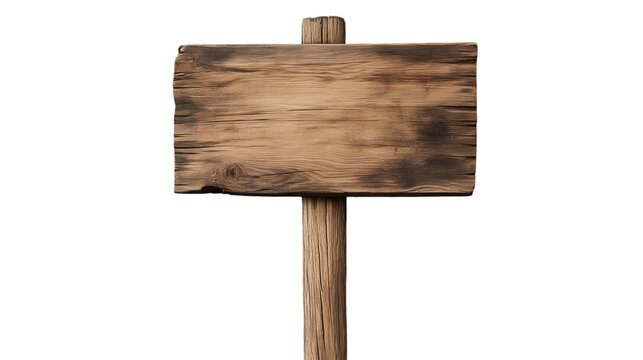 Blank empty wooden rustic signage sign board signpost post wood on white background