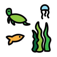 Marine Ecosystem Vector Filled Icon Design