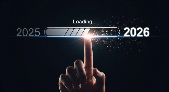 Hand Touching Digital Screen Activating Future 2026, Business Start-up and Growth