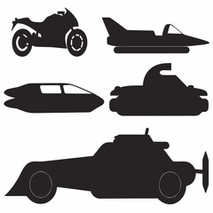 Sleek transportation icons representing speed and innovation for modern design applications in vector art