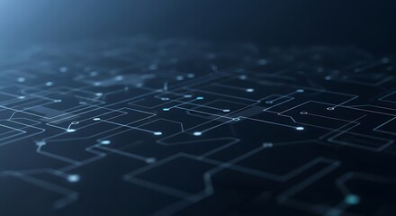 Intricate Digital Network Connections Across a Futuristic Circuit Board Landscape