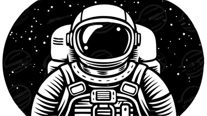 Bold astronaut graphic explores the cosmos, perfect for space themed designs and futuristic projects