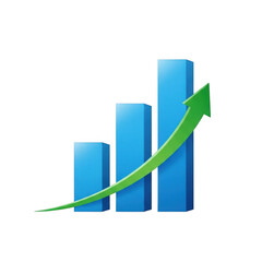 Growth chart rising isolated on transparent background