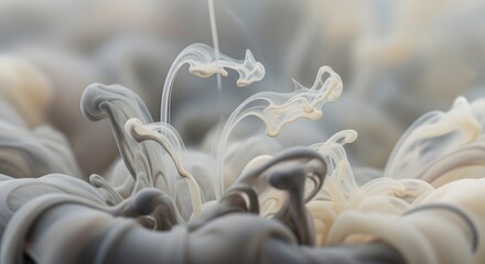 Subtle Smoky Abstract Art Wispy Strands Flowing Formations Ethereal Aesthetic Calming Gradient Minimalist Design Creative Expression