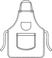 Kitchen apron outline illustration with pockets and ties, perfect for cooking, craft, and culinary design projects