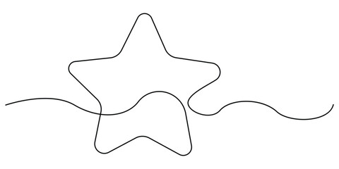 star icon continuous one line drawing minimalist holiday decoration on white background