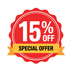 Special offer 15 percent off discount badge
