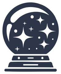 Simple magic crystal ball icon with shining stars and dots for fortune telling and fantasy concepts