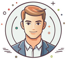 Stylish Business Man Avatar Portrait Smiling with Blazer and White Shirt