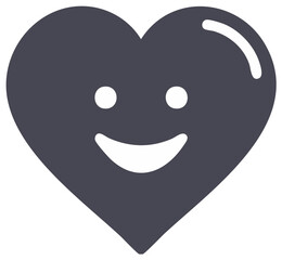 Stylized heart with a smiling face creates a simple, graphic vector icon of happy emotion and love.