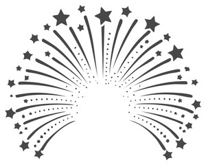 Festive firework explosion with stars in a semi circle shape celebration graphic icon