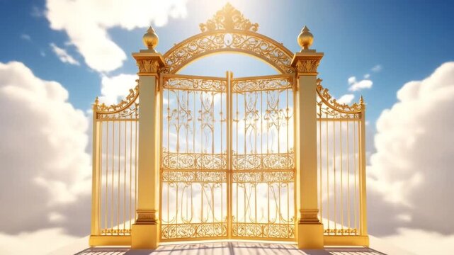 Golden Gates of Heaven Open in Clouds.