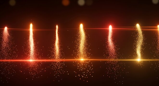 Sparkling light trails with lens flare on a dark background