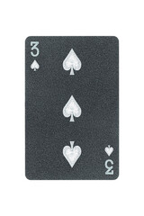 black playing card spades 3 isolated from background