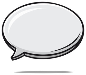 Isolated oval speech bubble illustration with black outline and shadow for conversations