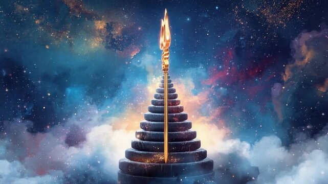 Shiva Trishul Reaching the Cosmos &ndash; Maha Shivaratri Celestial Worship