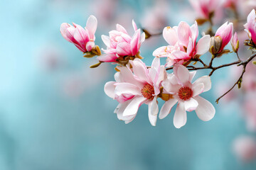 Obraz premium Spring pastel wallpaper with magnolia blossoms