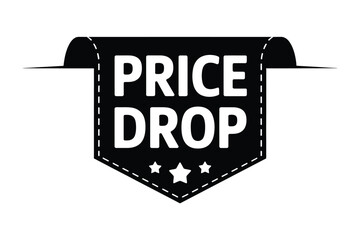 Black price drop ribbon with stars
